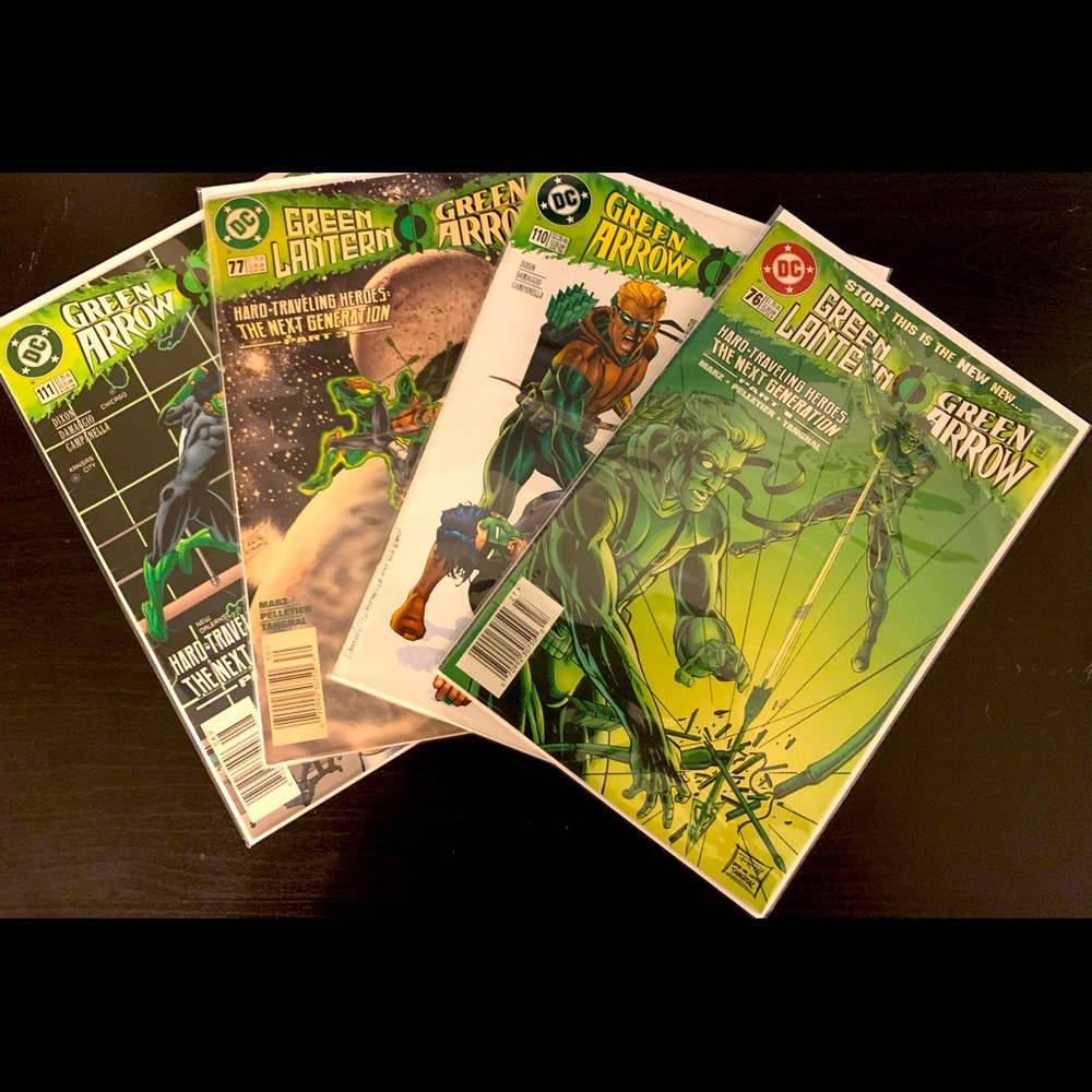DC Green Lantern/ Green Arrow #76 77 110 111- Hard-Time Traveling Heroes